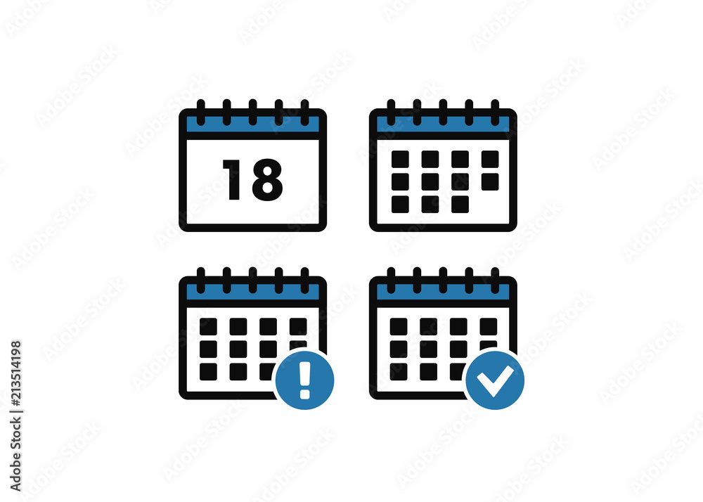 Vector time and Calendar icons isolated. Plan vector. Date icons