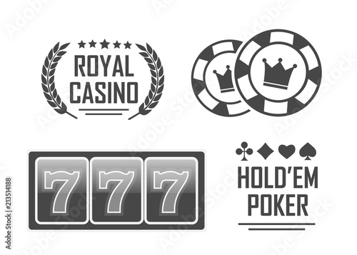 Lucky seven jackpot. Casino vector sign set. Poker club logo
