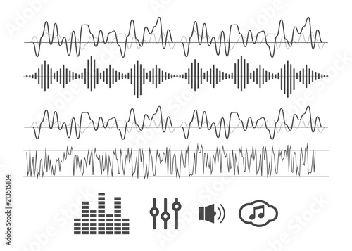 Sound waves vector. Sound waves sign and symbol in flat style