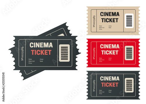 Cinema tickets. Movie tickets. Event icons