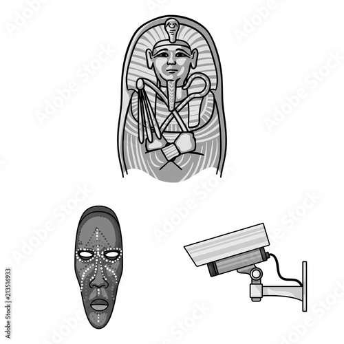Museum and gallery monochrome icons in set collection for design. Storage and exhibition of showpiece vector symbol stock web illustration.