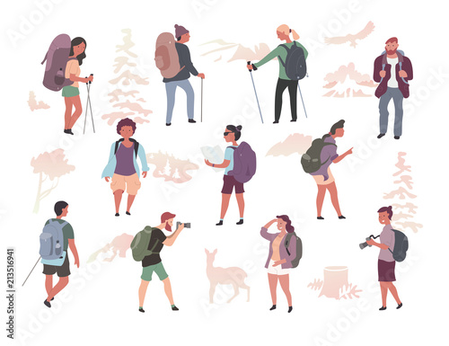 People Hiking Characters Isolated