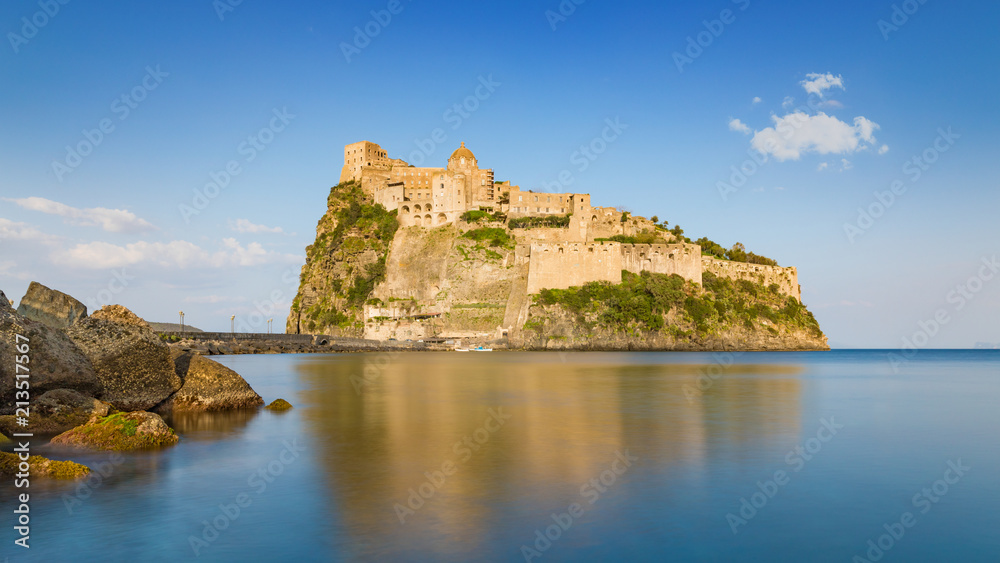 Castello Aragonese near Ischia island, Italy. Long exposure daylight image