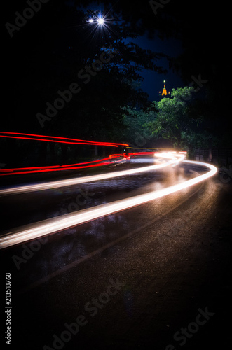 long light trails ot the temple, Khao Hua Jook Chedi