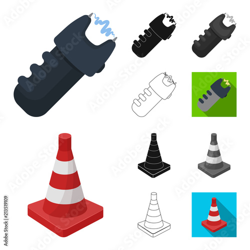 Police, Department cartoon,black,flat,monochrome,outline icons in set collection for design.Detective and accessories vector symbol stock web illustration.