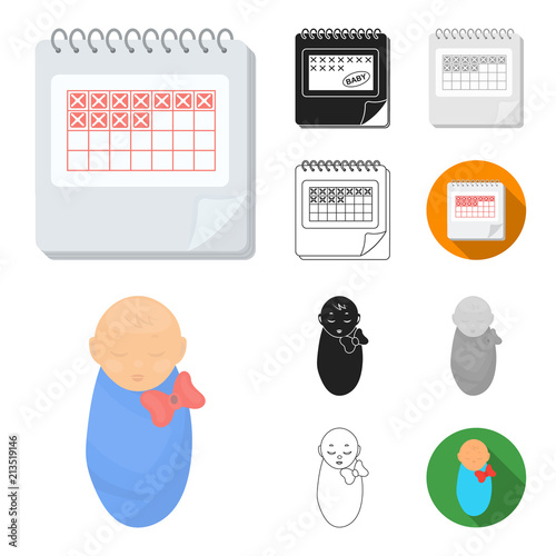 Woman and pregnancy cartoon,black,flat,monochrome,outline icons in set collection for design. Gynecology and equipment vector symbol stock web illustration.