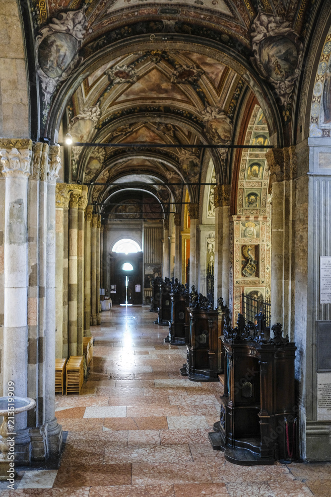 Parma, Italy - July, 9, 2018: interior of Parma Cathedral in Parma, Italy