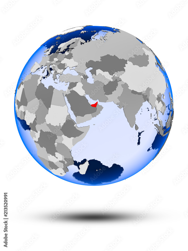 United Arab Emirates on globe