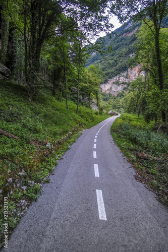 Alpine landscape with the image of road