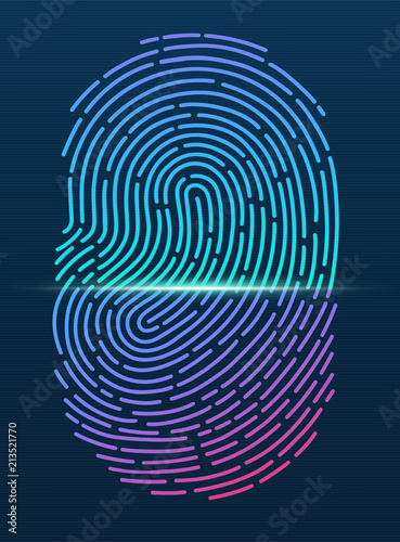Fingerprint. ID app icon. Fingerprint icon app. Fingerprint ID symbol. Fingerprint scan. Fingerprint security check. Vector illustration Eps10 file