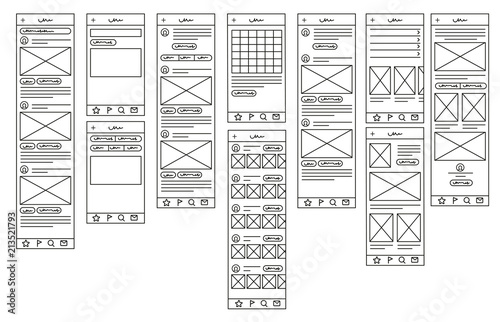 Mock up for mobile applications. Prototypes for mobile applications. Linear style. Linear design. Vector illustration Eps10 file photo