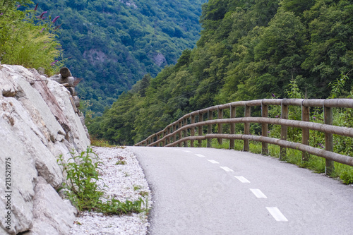 Alpine landscape with the image of road