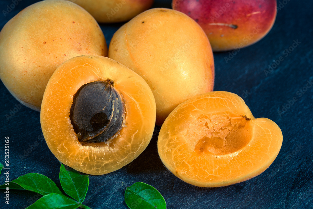 apricot on wooden apricot on wooden