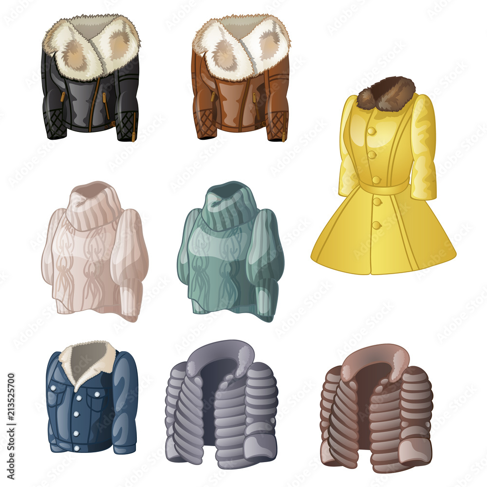 Set of womens animated clothing isolated on a white background. Vector  cartoon close-up illustration. Stock Vector | Adobe Stock