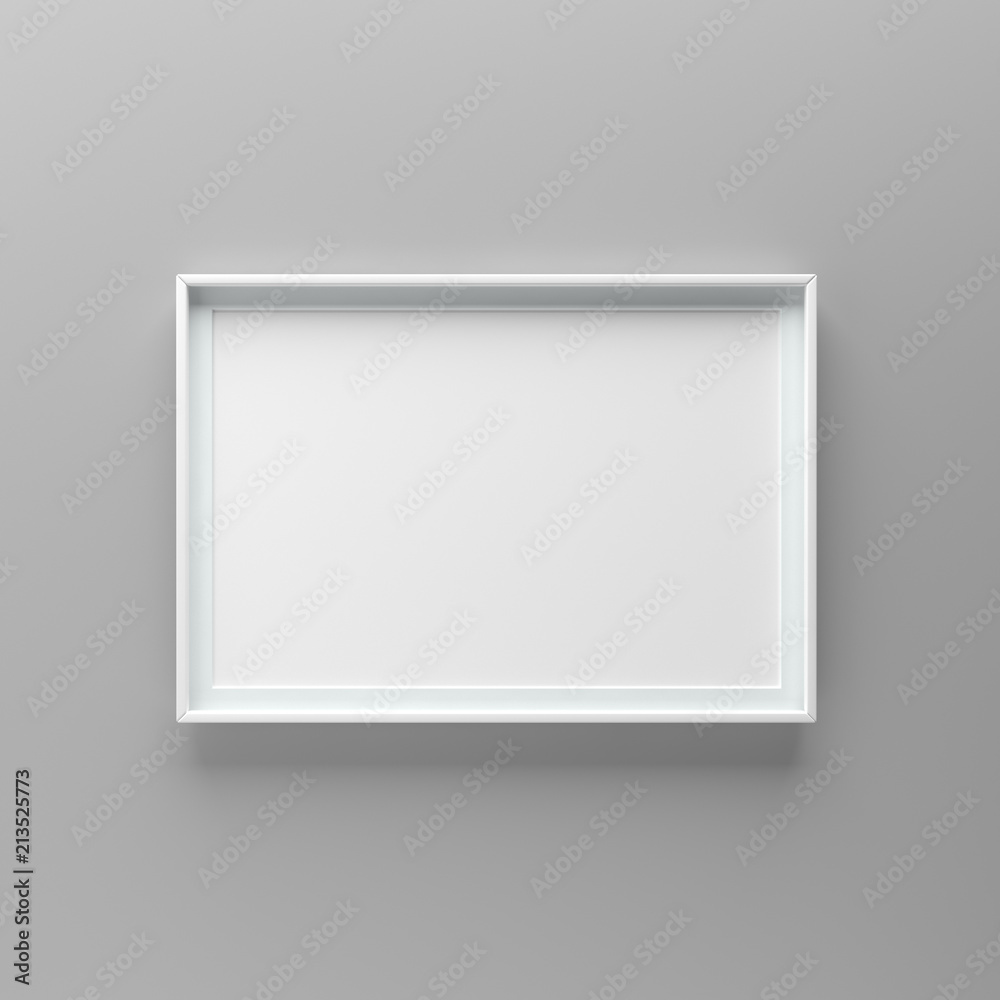 Elegant and minimalistic picture frame standing on gray wall