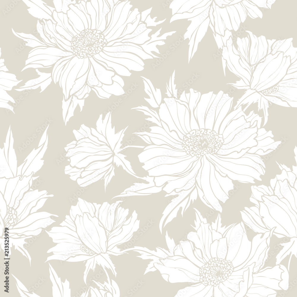 custom made wallpaper toronto digitalSeamless pattern with poppy, Peonies or roses flowers