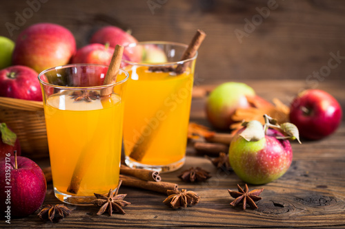 Apple cider with cinnamon and anise photo