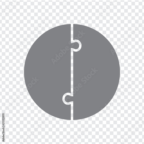 Simple icon circle puzzle in gray. Simple icon circle puzzle of the two elements. Flat design. Vector illustration EPS10.