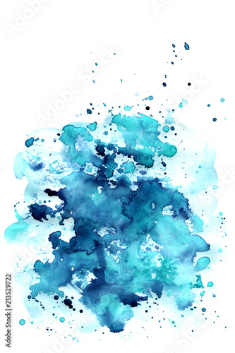 Blue. Set watercolor blobs, isolated on white background. Shape design blank watercolor colored rounded shapes web buttons on white background. Divorces paint. Turquoise