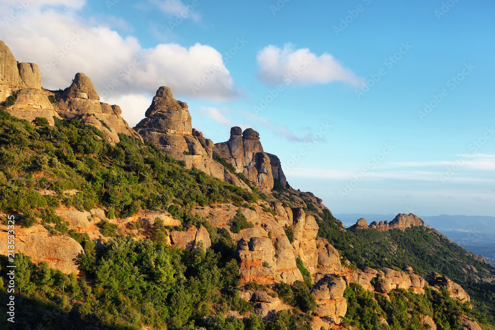 Small waterfall near village Ripit i Pruit, Catalonia, Spain