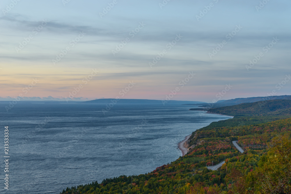 Cabot Trail scenic view at dawn