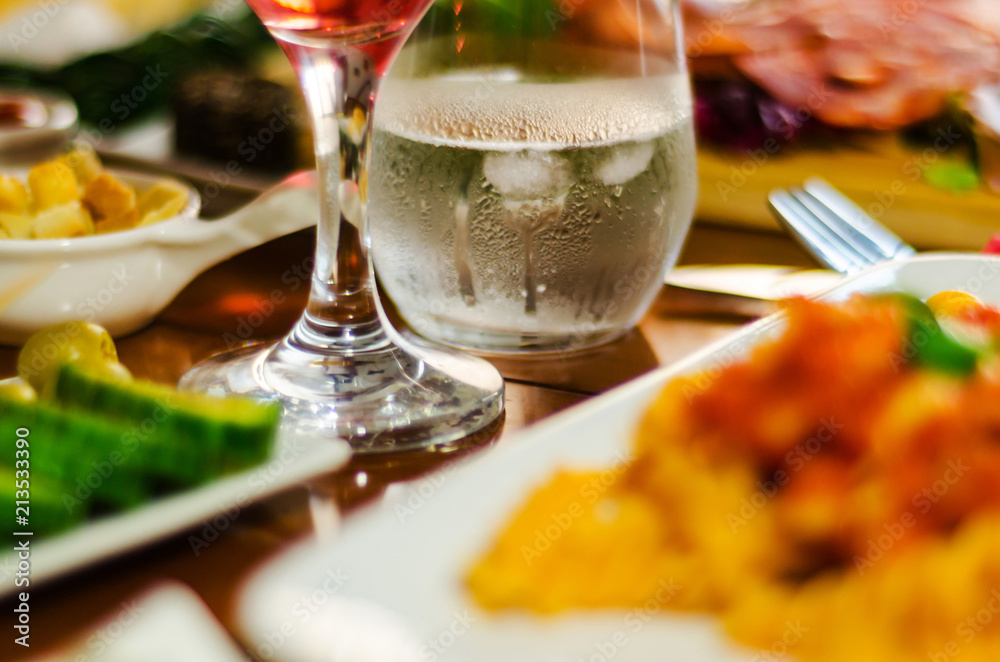 Set with different appetizers in small portions, healthy and delicious snacks Set with different appetizers in small portions, healthy and delicious snacks