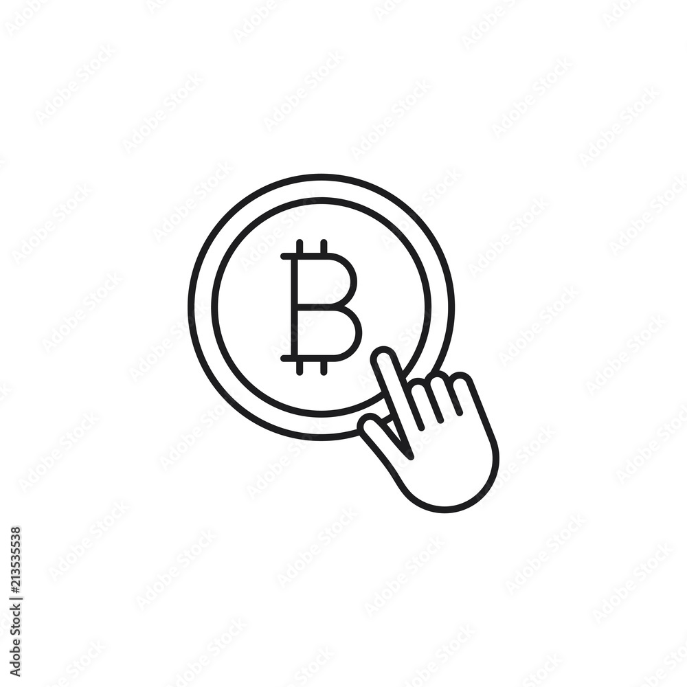 line bit coin tap icon on white background line bit coin tap icon on white background