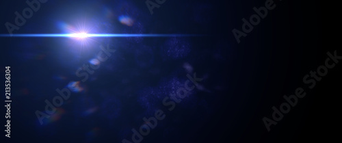 Canvas Print beautiful blue lens flare effect overlay texture with bokeh effect and anamorphi