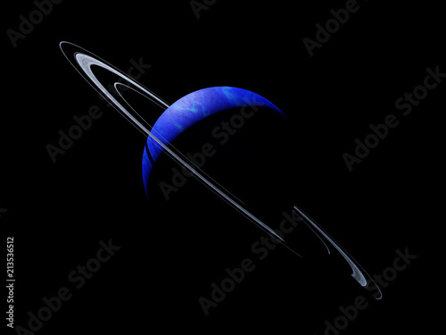 Fototapeta Naklejka Na Ścianę i Meble -  planet Neptune with its rings isolated on black background, part of the solar system