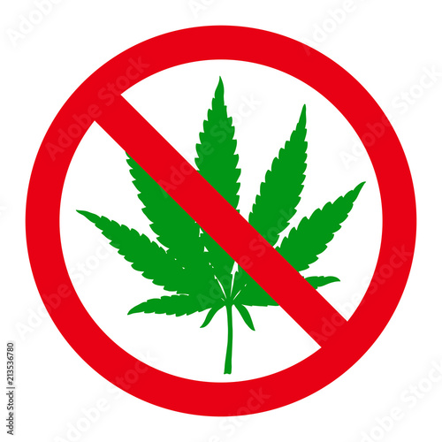 Hand drawn marijuana leaf stop sign
