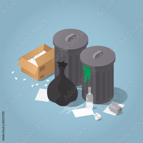 Isometric Unsorted Trash Illustration