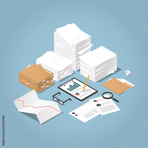 Isometric Paper Work illustration