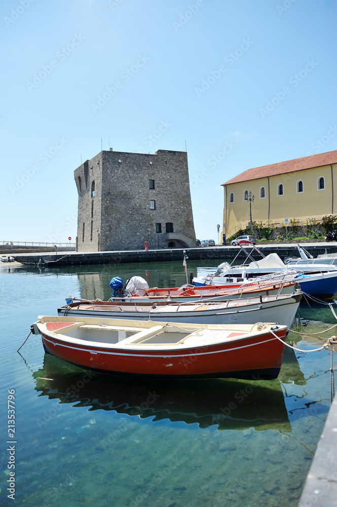 The boat in Port of Acciaroli, Cilento National Park. Salerno. Southern Italy