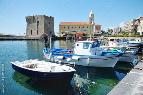 The boats in Port of Acciaroli, Cilento National Park. Salerno. Southern Italy
