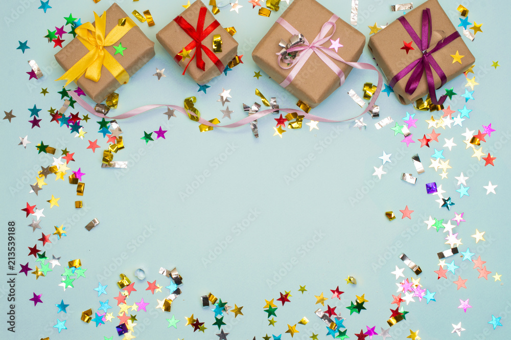 Happy birthday and gift box on color background Happy birthday and gift box on color background