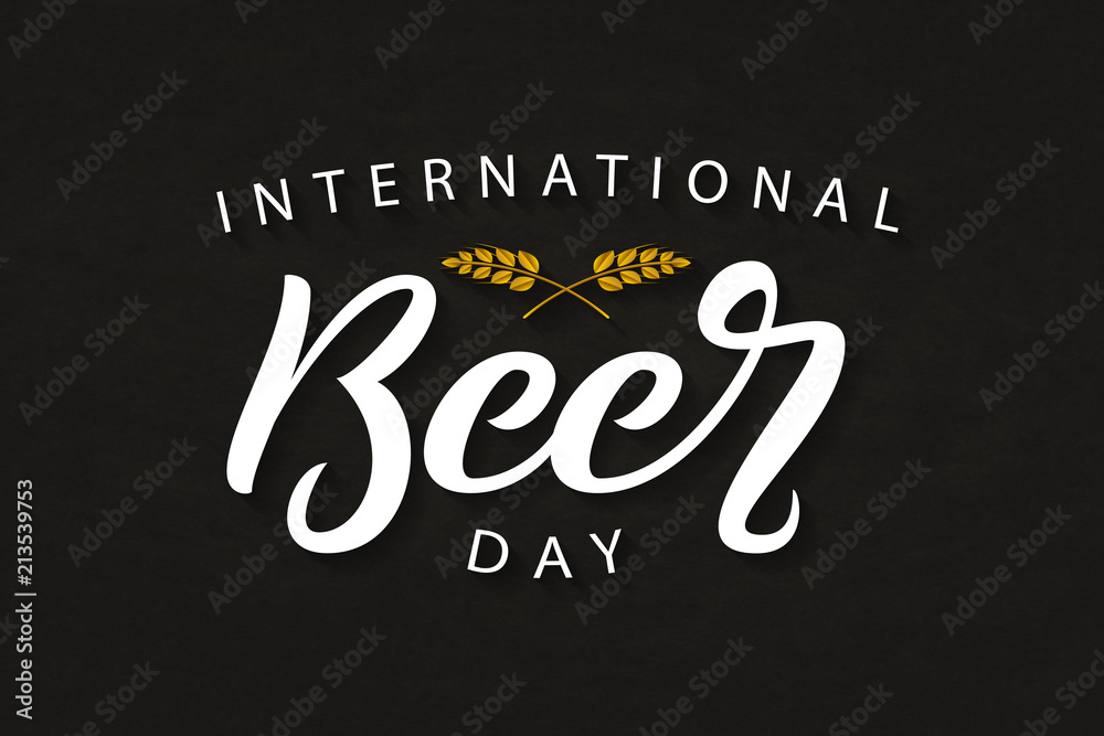 Vector realistic isolated typography logo for International Beer Day ...