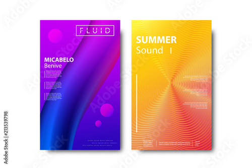 Vector set of realistic isolated brochure with fluid and dynamic shapes for summer party for decoration and covering on the white background.