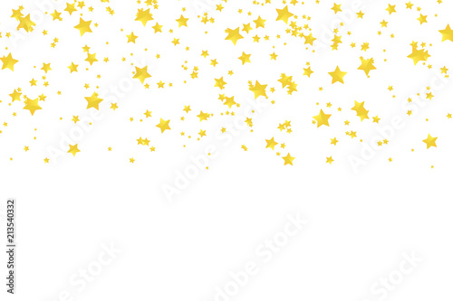 Vector realistic isolated golden stars confetti for decoration and covering on the white background. Concept of happy holiday and party.