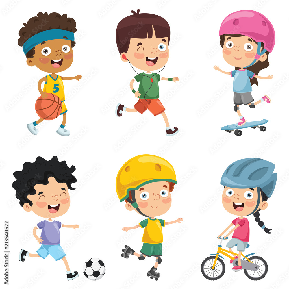 Vector Illustration Of Kids Making Sport Vector Illustration Of Kids Making Sport