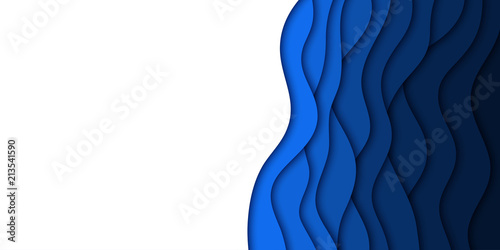 Vector realistic isolated blue paper cut layer background for decoration and covering. Concept of geometric abstract design.