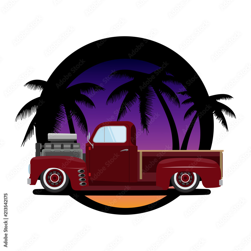 Vintage car a vector illustration isolated T-shirt design