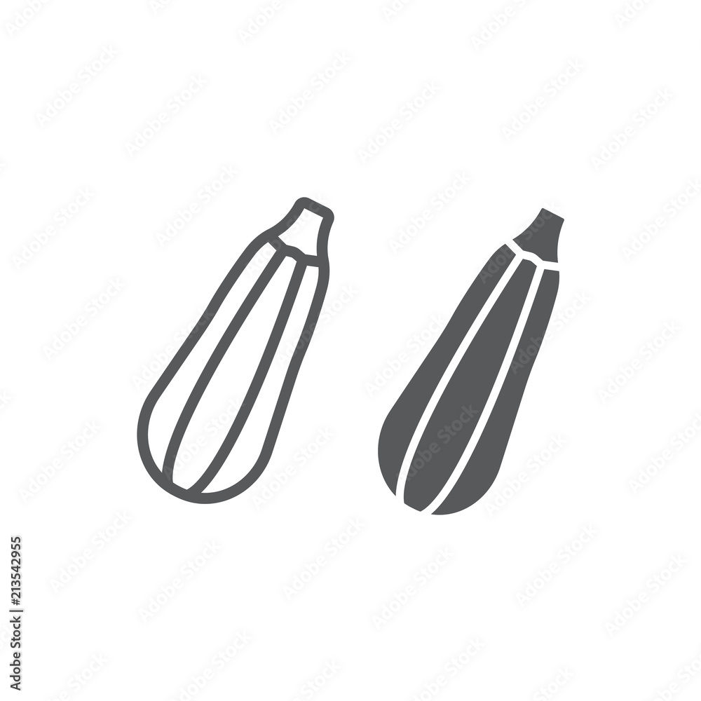 Zucchini line and glyph icon, vegetable and vegetable marrow, vegetarian sign, vector graphics, a linear pattern on a white background, eps 10.