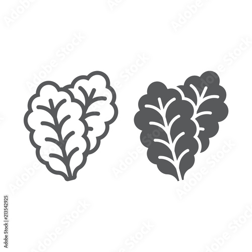 Leaf Lettuce line and glyph icon, vegetable and diet, vegetarian sign, vector graphics, a linear pattern on a white background, eps 10.