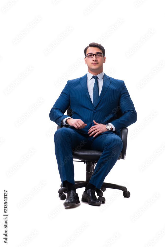 Businessman sitting on chair isolated on white Businessman sitting on chair isolated on white