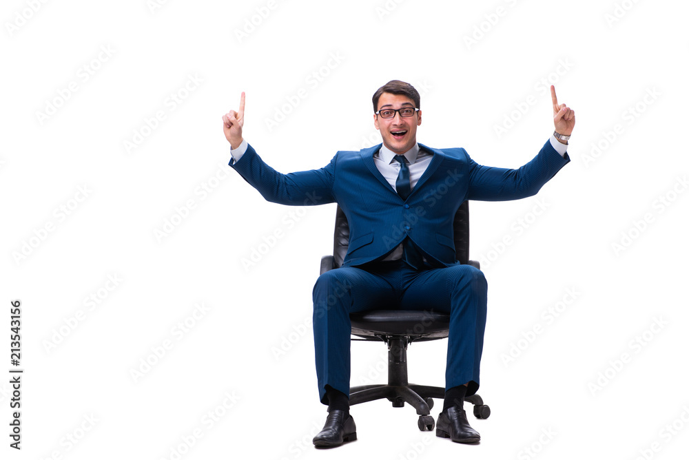 Businessman sitting on chair isolated on white Businessman sitting on chair isolated on white