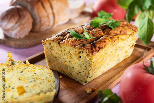 Vegetarian courgette pate on natural background