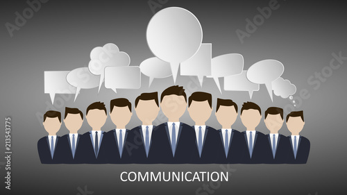 vector business teamwork meeting for talk with bubble speech