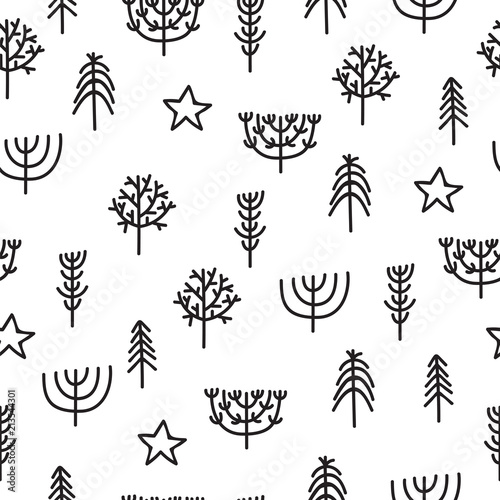 Cute tribal seamless pattern with hand drawn design elements. Trendy background in scandinavian style