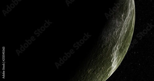 Coming around to the lit side of Dione, in medium orbit. Reversible, can be rotated 180 degrees. Elements of this image furnished by NASA. photo