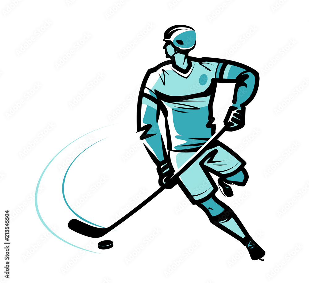 Fototapeta premium Hockey player. Sketch vector illustration